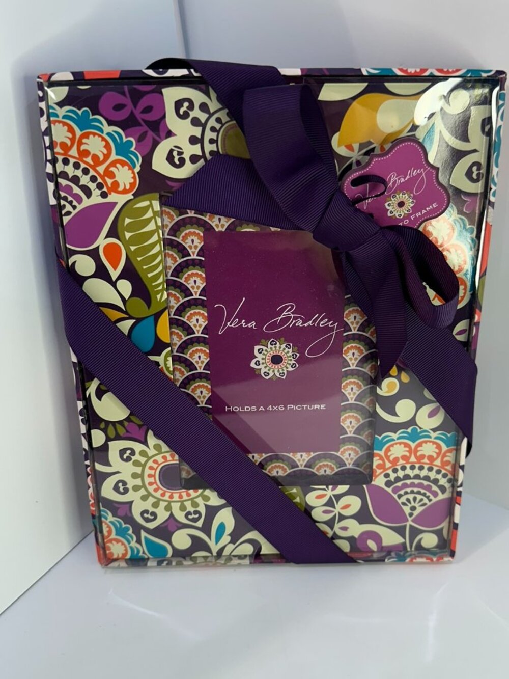 Vera Bradley Plum Crazy Picture Frame 4x6 Retired NWT